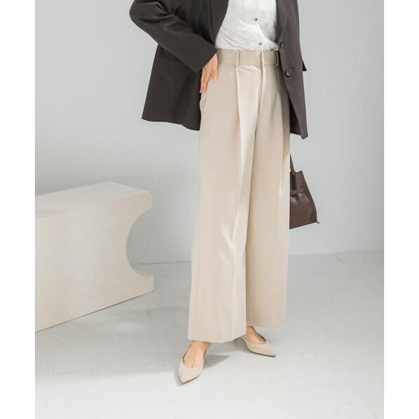 パンツ 防シワハイウエストワイドスラックス レディース