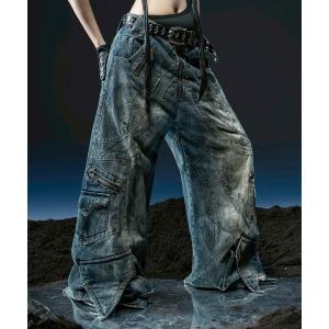 ジーンズ 「RICH」Knight Wide Dirty Washed Pants / 「リッチ」リベットダーティーウォッシュバルーンデニムパンツ