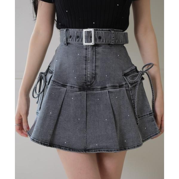 デニムスカート Jewelデニムプリーツスカート
