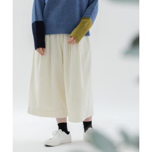パンツ 太コーデュロイクロップドタックパンツ レディース