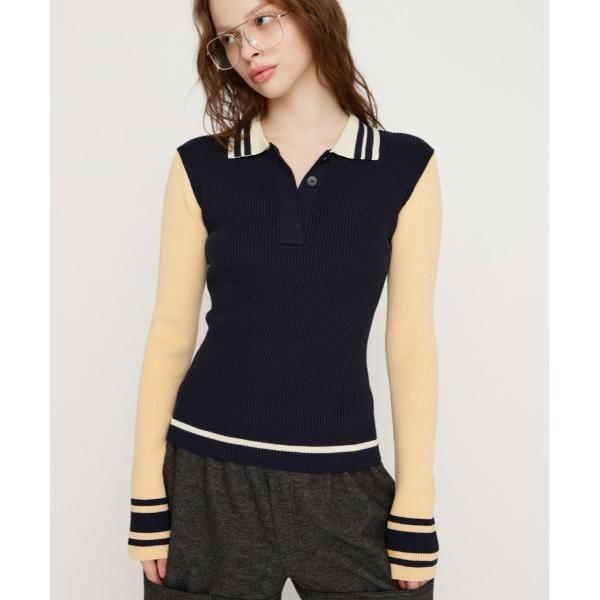 ニット セーター BICOLOR KNIT TOPS バイカラー ニット トップス 冬服 春服 レデ...