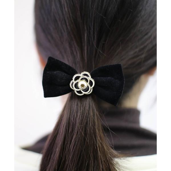 ヘアゴム ベルべ お花 リボンヘアゴム