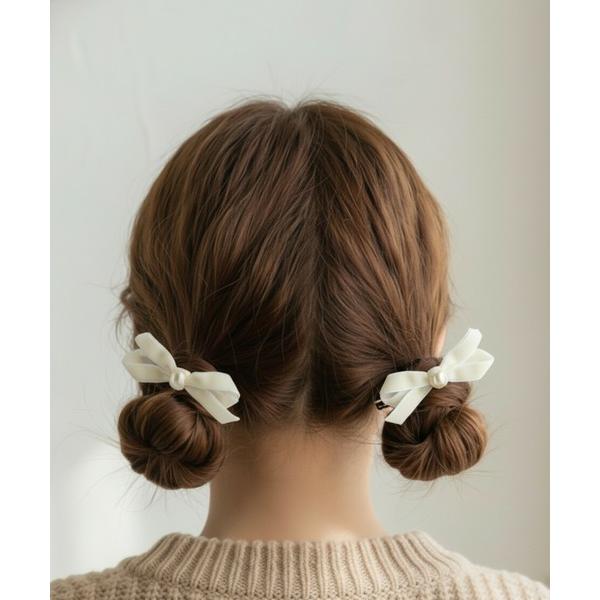 ヘアクリップ マロン リボン ヘアクリップ 2個セット