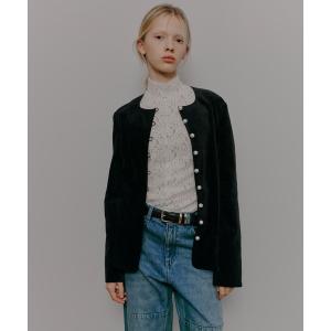 ブラウス シャツ ベルベットシャツジャケットw/パールボタン / Velvet Shirt Jacket w/Pearl Button レディース