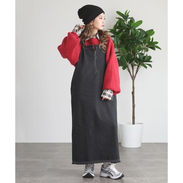 ジャンパースカート デニムジャンスカワンピース