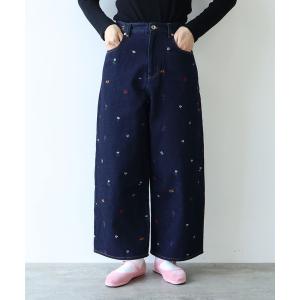 ジーンズ デニム デニムパンツ floral embloidely denim 5pkt back gum パンツ レディース