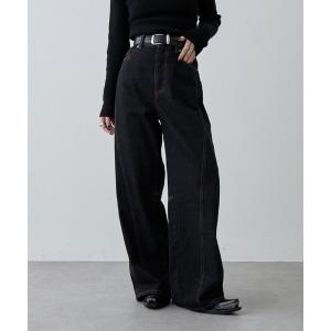 ジーンズ デニム デニムパンツ 切替デザインワイドデニムパンツ レディース