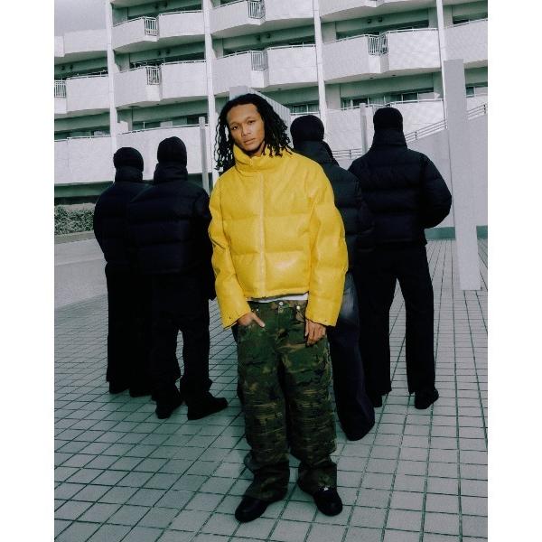 ダウンジャケット ダウン FAUX LEATHER DOWN JACKET メンズ