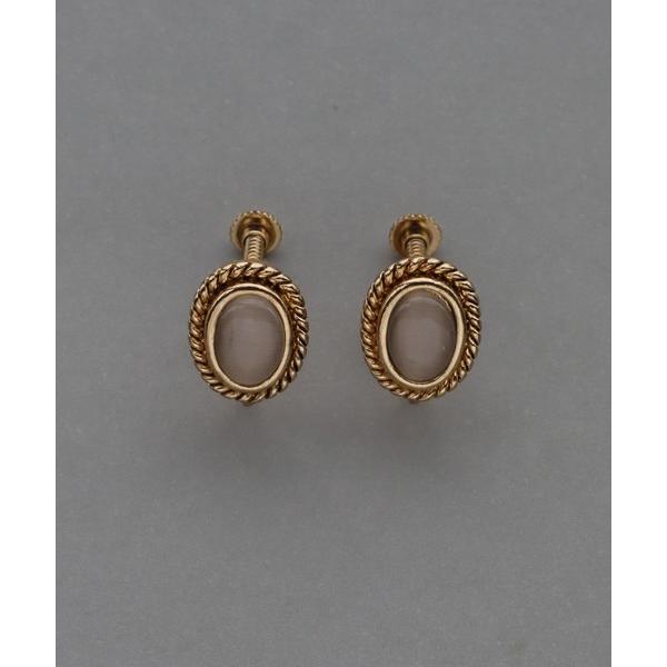 イヤリング ヴィンテージ風オーバルストーンイヤリング レディース