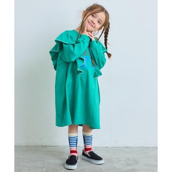 ワンピース 「COTTON from U.S.A」長袖ラッフルワンピース キッズ 子供服 女の子