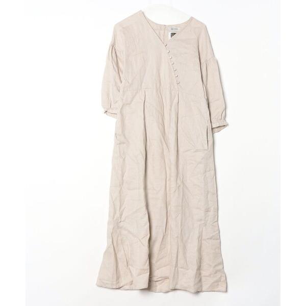 「NANO universe」 7分袖ワンピース 38 ベージュ レディース