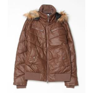 「THE CASUAL」 「WET-PU」ダウンジャケット L キャメル メンズ