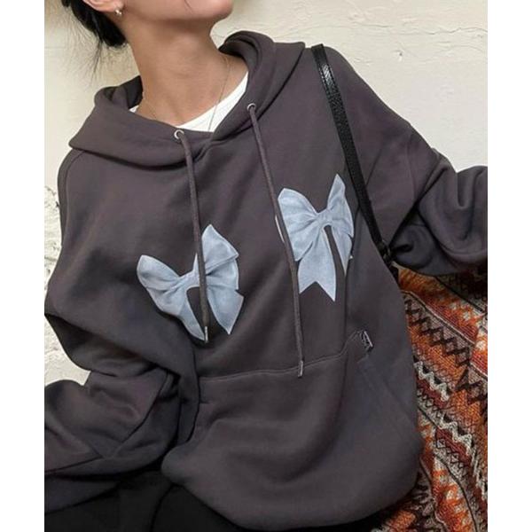 「LAC-VERT」 プルオーバーパーカー FREE チャコールグレー レディース