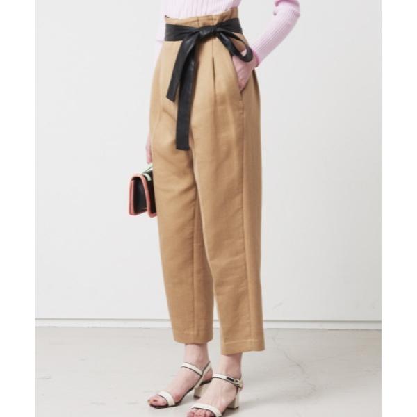 パンツ フェイクレザーベルト付きパンツ レディース