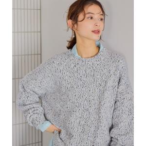 ニット セーター 3ゲージカラーMIXネッププルオーバー レディース