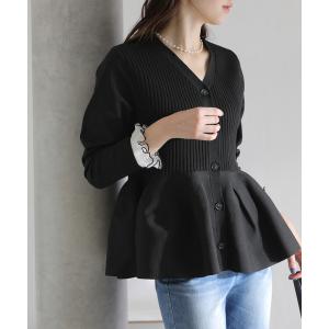 カーディガン 「洗える」ペプラムニット レディース