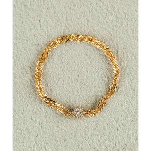 指輪 リング 「WEB限定」K18vermeil ダイヤモンド プロングチェーンリング レディース