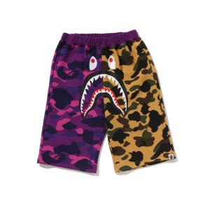 BAPE KIDS ロンパース 80cm シャークフード　半袖 カモフラージュ柄 A BATHING APE（アベイシングエイプ） パーカー GLITCH WOODLAND CAMO