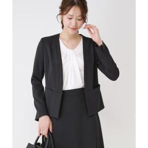 ジャケット ノーカラージャケット 入学式 卒園式 卒業式 「手洗い可／日本製／スーツ可」カラーレスジャケット レディース