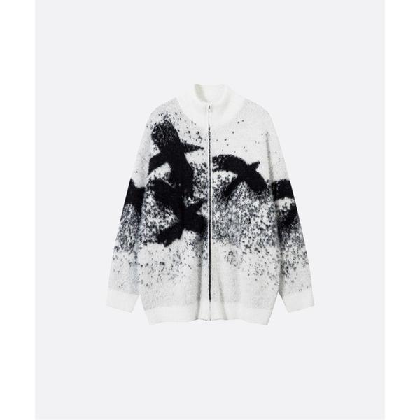 カーディガン Abstract Animal Motif Cardigan メンズ