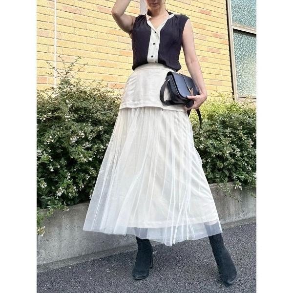 スカート 「真山景子セレクト」異素材レイヤードスカート