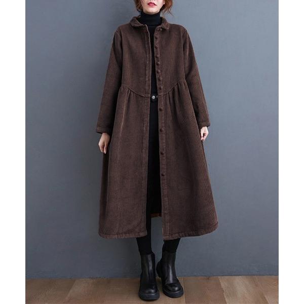 シャツワンピース 裏起毛コーデュロイシャツワンピース