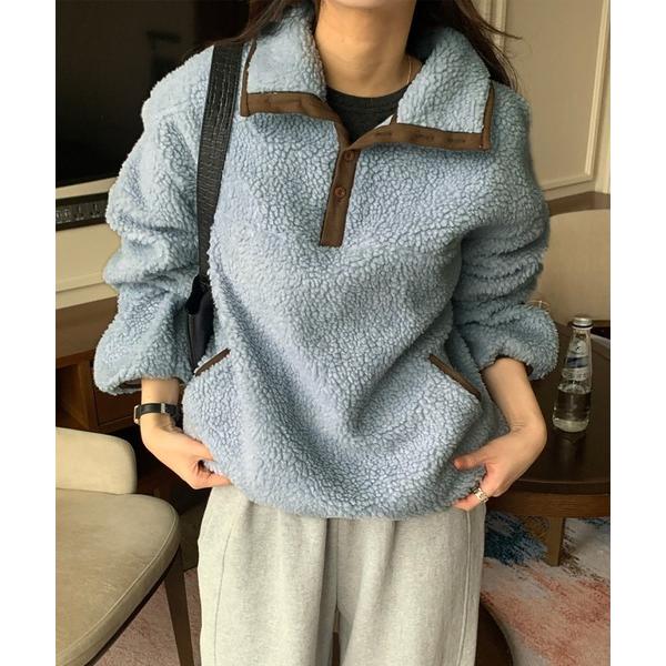 2wayネックボアフリースプルオーバー レディース