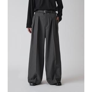 スラックス 「Neucon」PINSTRIPE 2TUCK WIDE SLACKS / ピンストライプ2タックワイドスラックス / セットアップ対応