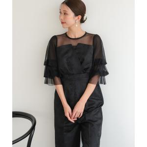 パンツドレス レースジャガードオールインワン パーティドレス オケージョンドレス