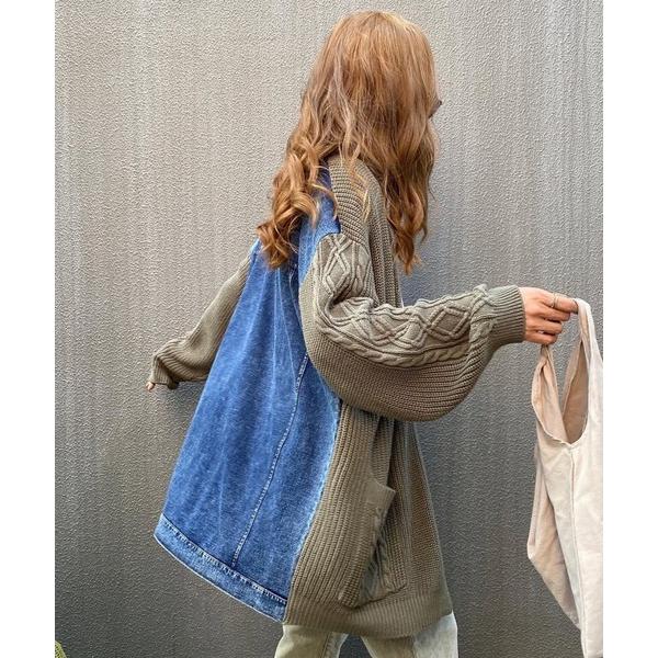 カーディガン originalデニムコンビボリュームケーブルニットCD「Pimaras」 レディース