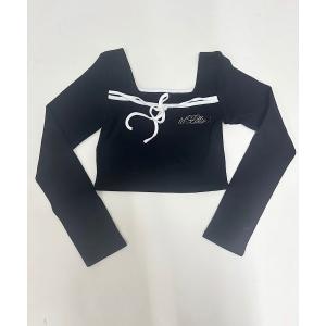 tシャツ パイピングリボントップス レディース