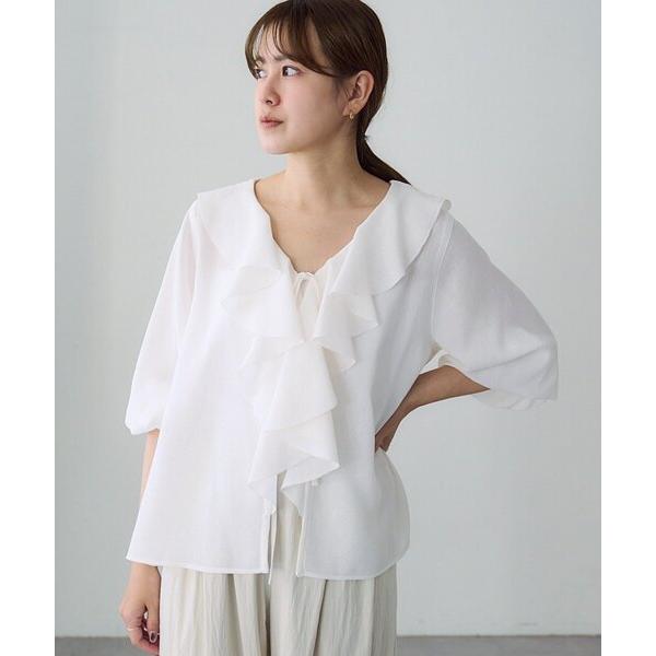 ブラウス シャツ フリルカラーブラウス レディース