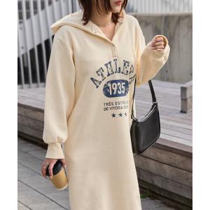ワンピース 「 athleta 」裏起毛スウェットフーディワンピース