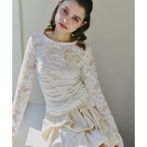 tシャツ heart lace long sleeve tops / ハート切り替えレーストップス レディース