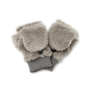 手袋 ボアフード付ミトン レディース