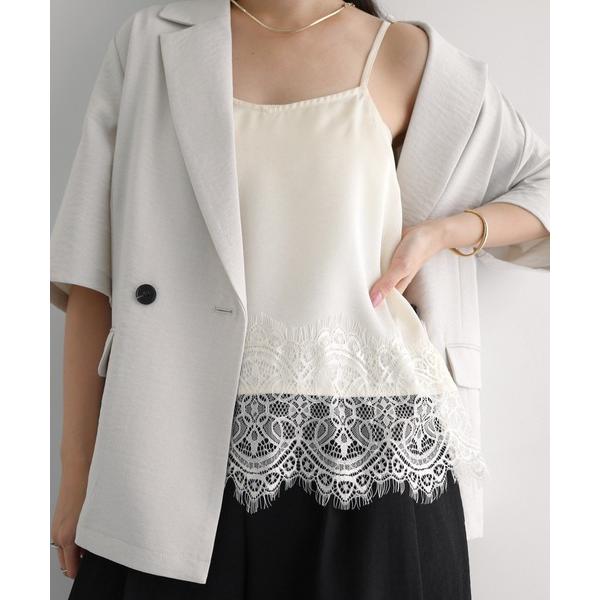 キャミソール 「新色追加」サテン裾レースキャミソール「選べる着丈」