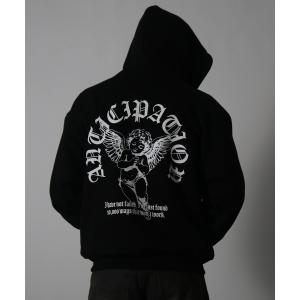 パーカー 「NYS」裏起毛 エンジェル クロス バックプリント フルジップパーカー ZIPパーカー ユニセックス メンズ レディース