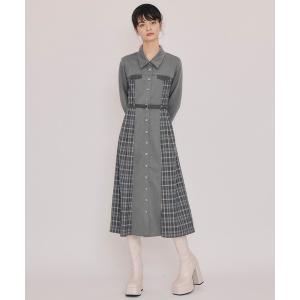 ワンピース チェックパネルロングワンピース