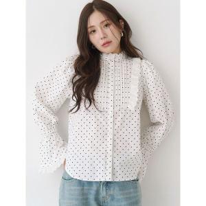 ブラウス シャツ コットンフリルレースブラウス レディース