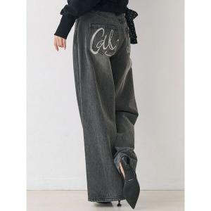 パンツ バックデザインワイドデニム レディース