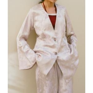 ジャケット ノーカラージャケット 卒園式 Satin Jacquard Jacket/サテンジャガードジャケット レディース