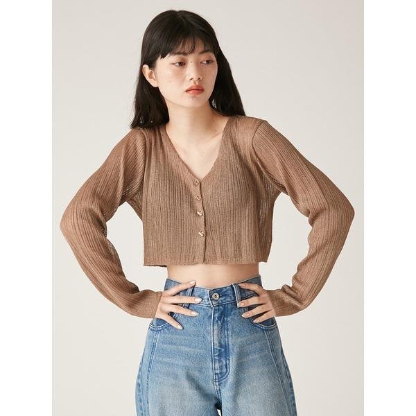 「LILY BROWN」 ニットカーディガン ONE SIZE ブラウン レディース