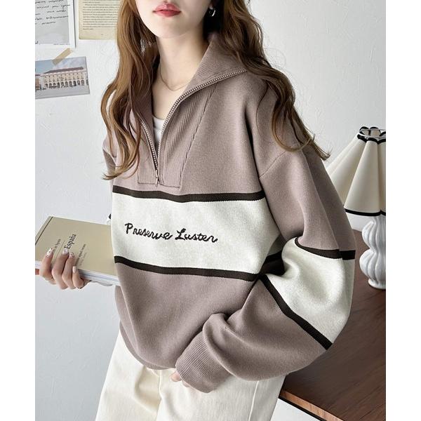 「Java」 長袖ニット LARGE モカ レディース