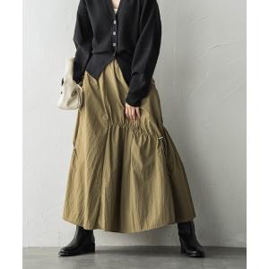 「socolla」 フレアスカート M カーキ レディース