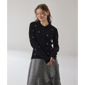 ニット セーター フラワーシシュウニットプルオーバー「手洗い可能」 レディース