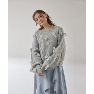 ニット セーター メニリボンブークレーニット「手洗い可能」 レディース