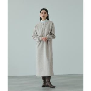 ワンピース ソフトニットメルトンキーネックワンピース「手洗い可能」