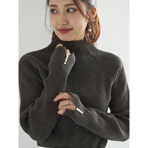 ニット セーター モールリブスタンドネックニット レディース