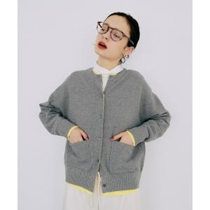 カーディガン バイカラーカノコ編みカーディガン レディース