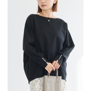 tシャツ 袖パールコクーンプルオーバー│毎日着たくなる大人のきれいめカットソー/スリットスリーブ/ストレッチ/体型カバー/オフィスカジュアル レディース